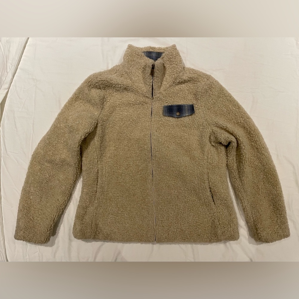 Pendleton Sherpa Fleece Zip Up Jacket Cream Beige Women size L